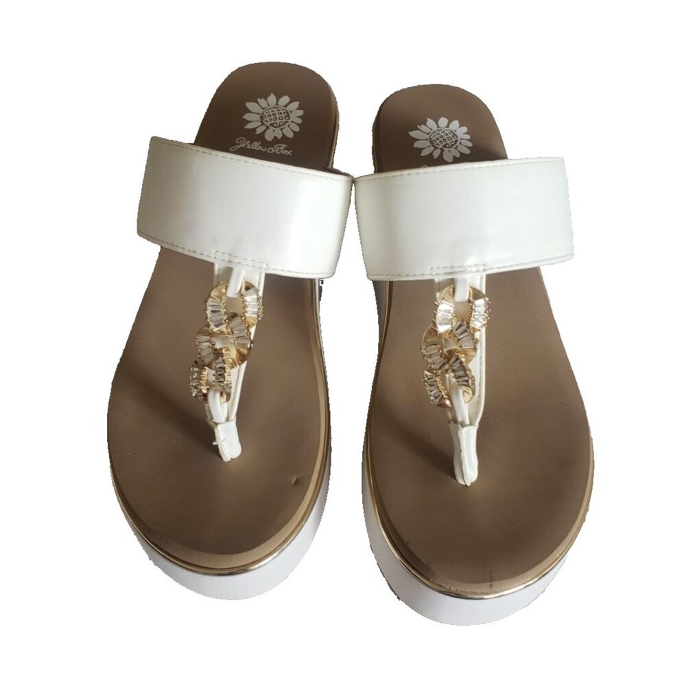 Yellow Box Darcy Wedge Flip-Flop White Flatform Toe Post Sandal Women's Size 8.5